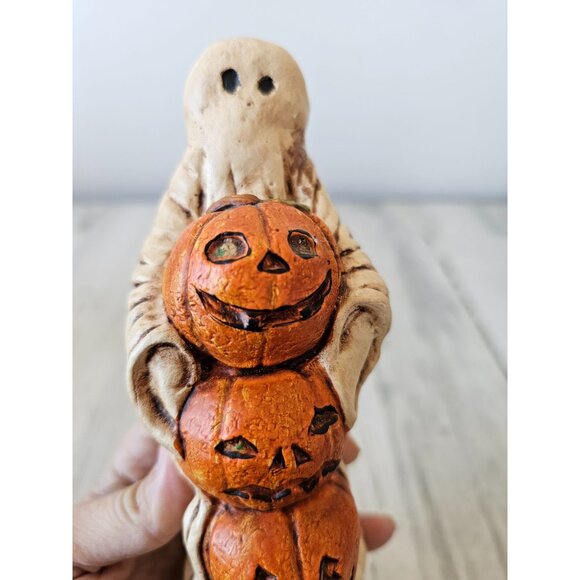 Wollet pumpkin ghost statue figurine shabby chic unique Halloween decor - Picture 5 of 7